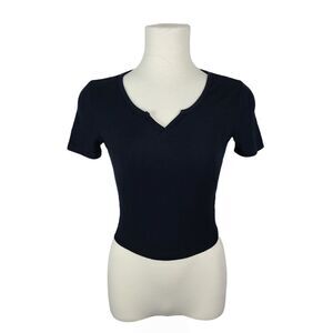 Streetwear Society Essentials Black Ribbed Short Sleeve T-Shirt XS